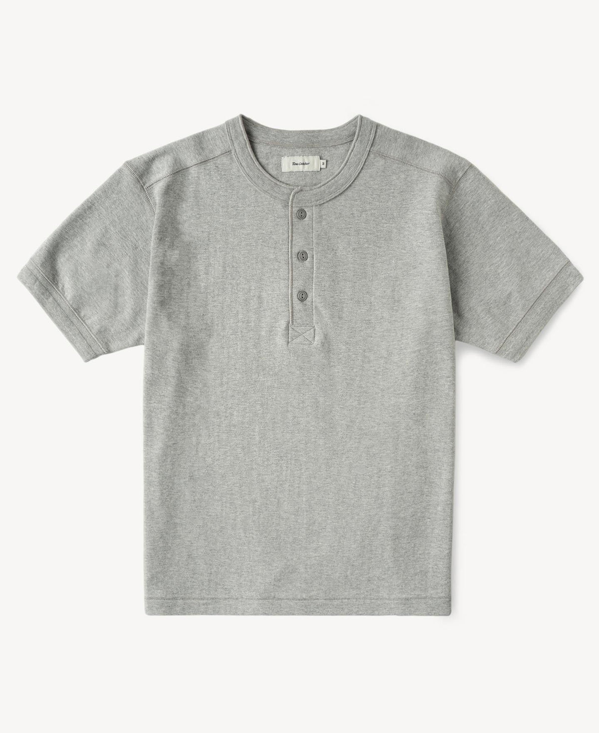 Heavyweight Cotton Tubular Short-Sleeve Henley Shirt