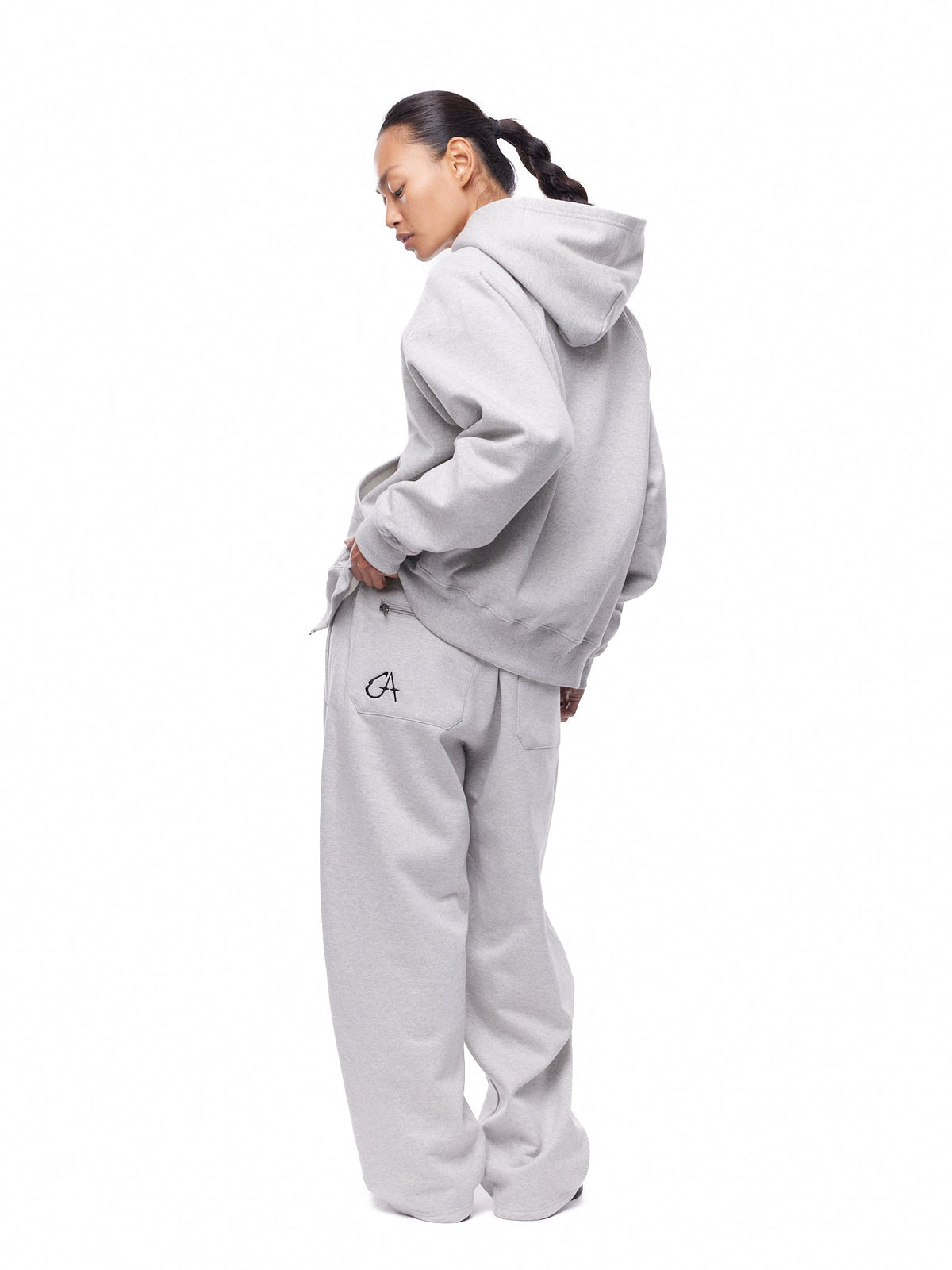 GA SIGNATURE ZIP-UP HOODIE - GREY
