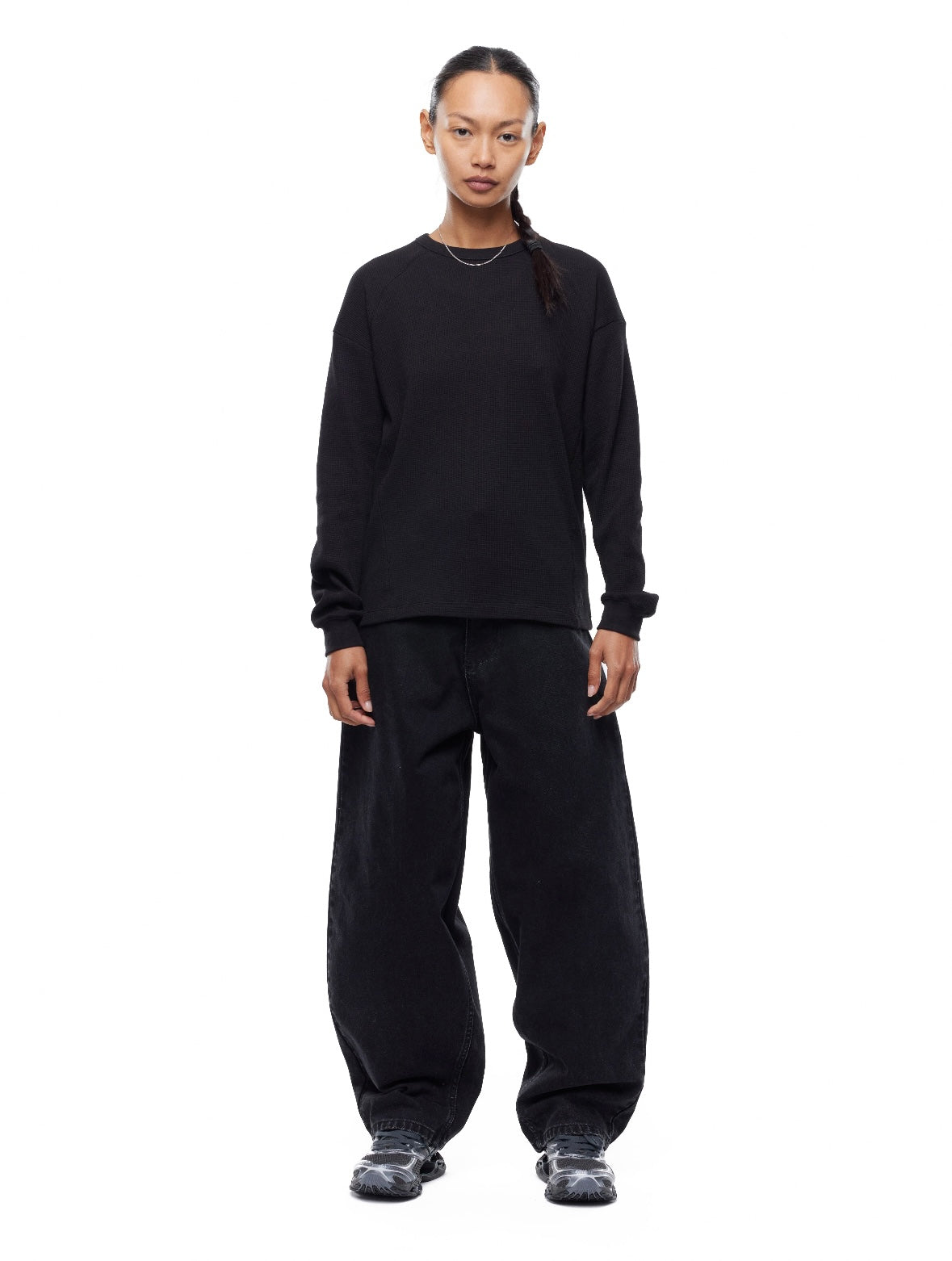 GA WAFFLE LONG-SLEEVE - BLACK