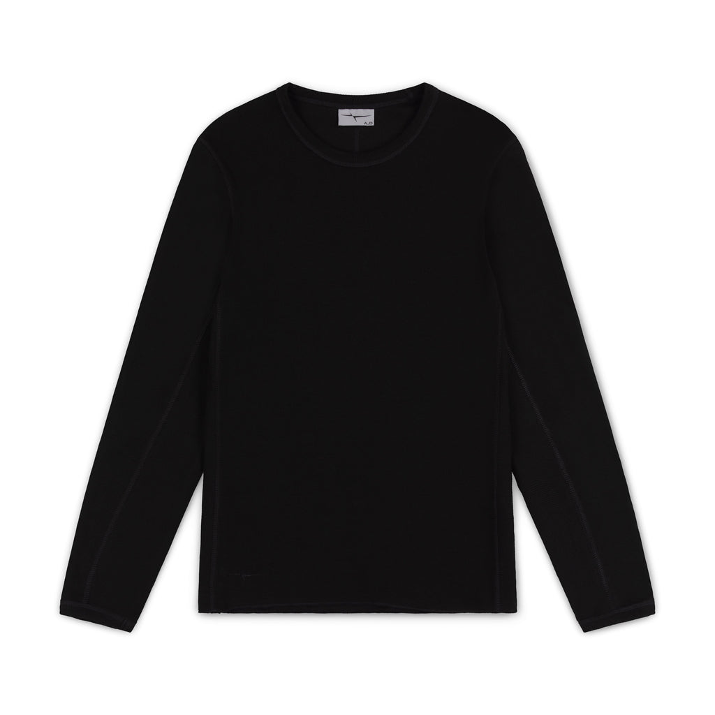 SIGNATURE RIBBED LONGSLEEVE - TRUE BLACK