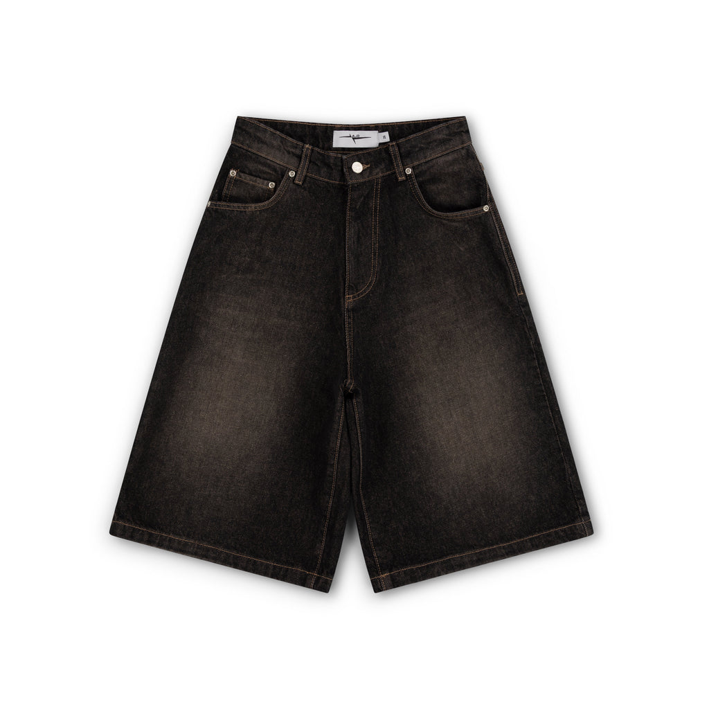 BAGGY DENIM SHORTS - SMOKED EARTH