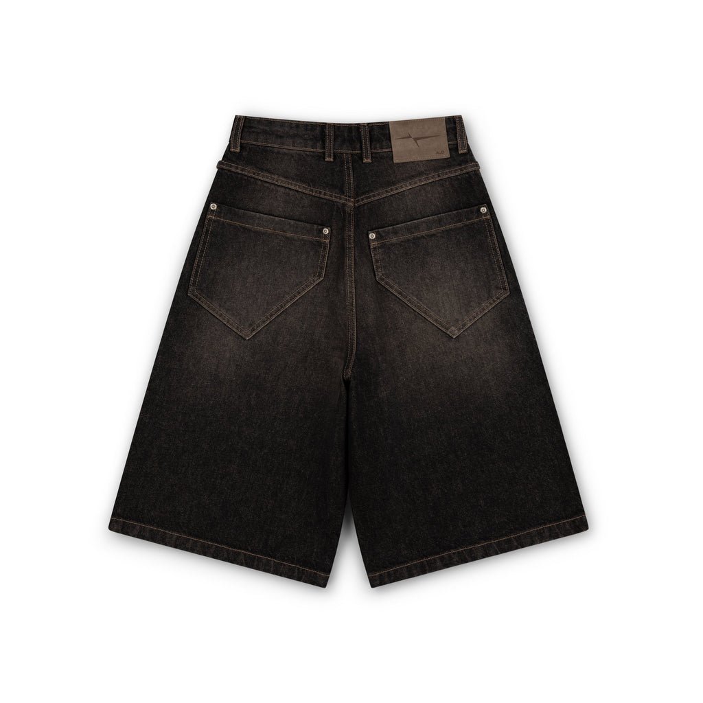 BAGGY DENIM SHORTS - SMOKED EARTH