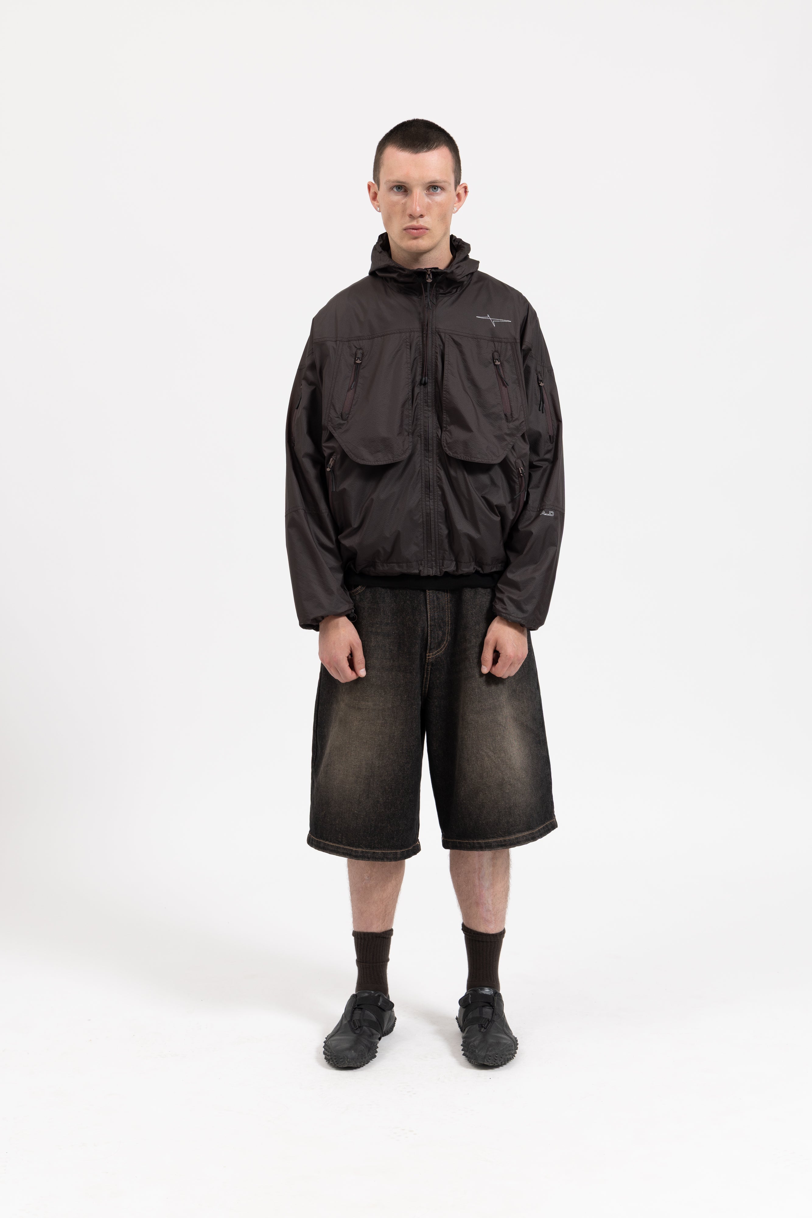 BAGGY DENIM SHORTS - SMOKED EARTH