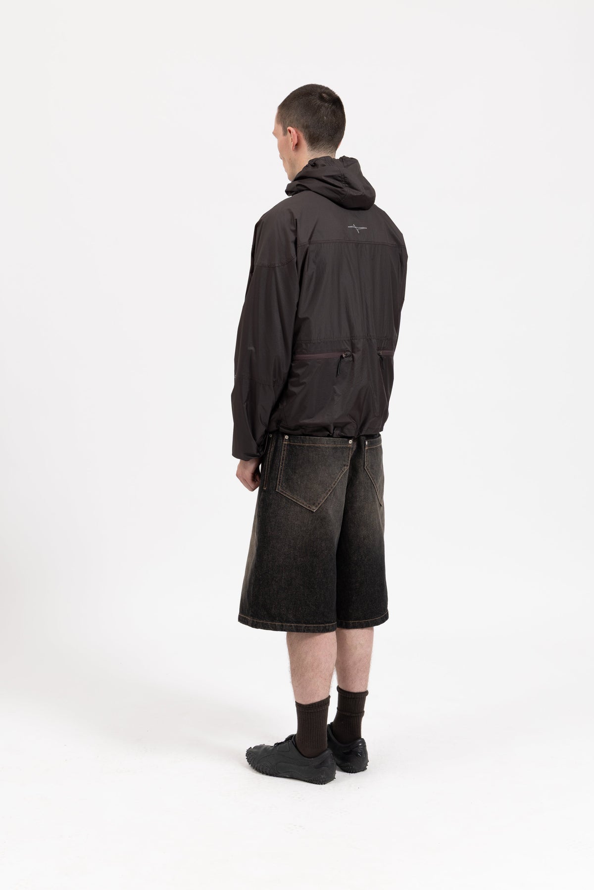 BAGGY DENIM SHORTS - SMOKED EARTH