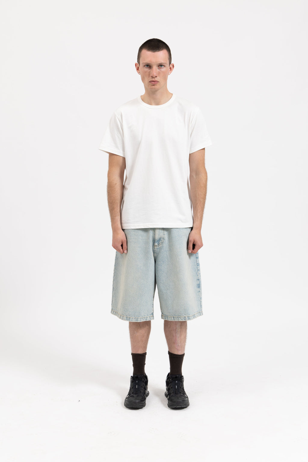 BAGGY DENIM SHORTS - SUN BLEACHED BLUE