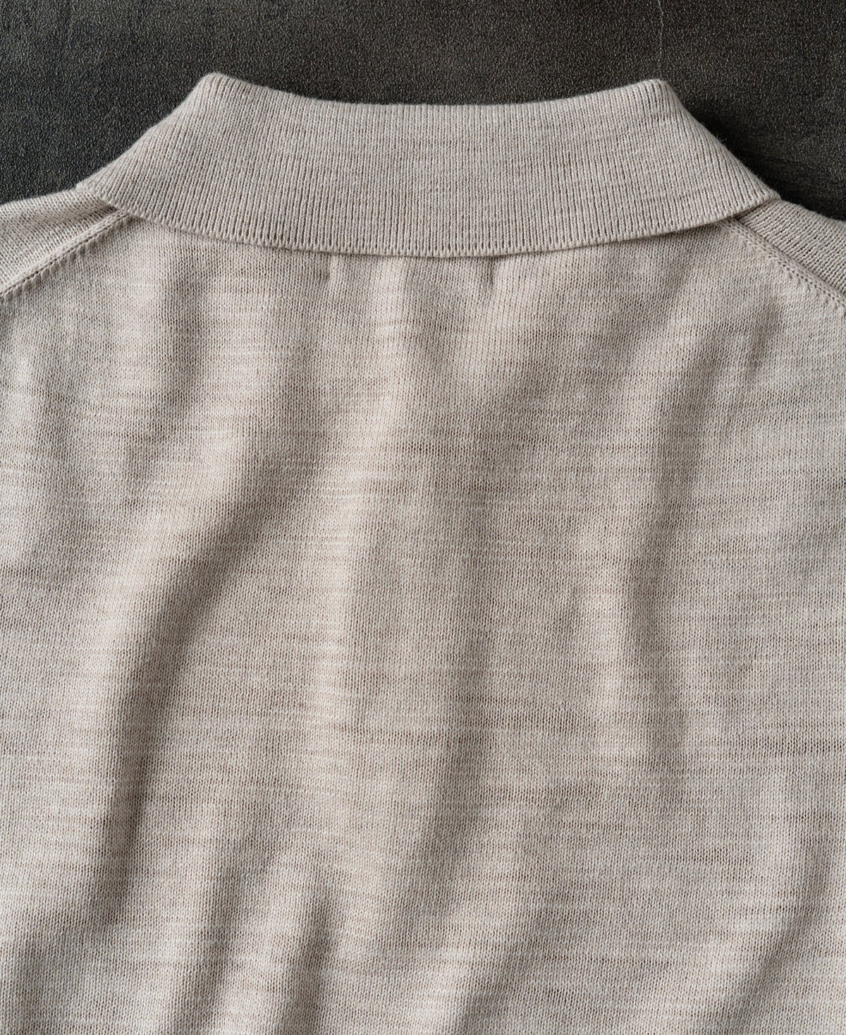 Slub Cotton Long Sleeve Knit Polo